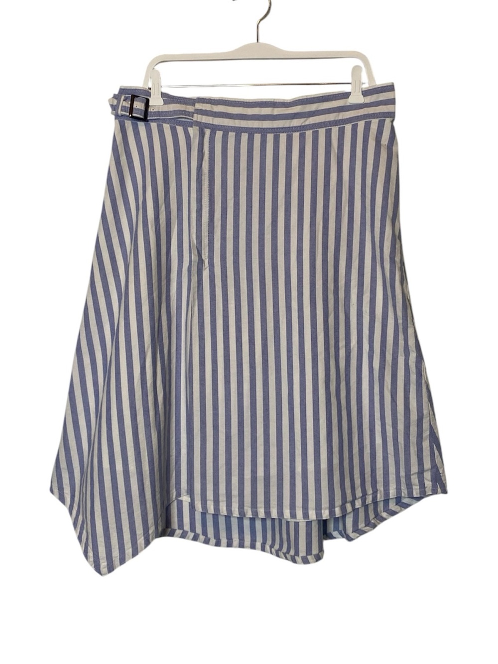 Striped Asymmetrical Preppy Midi Skirt Wrap around Coastal Nautical Cotton Skirt